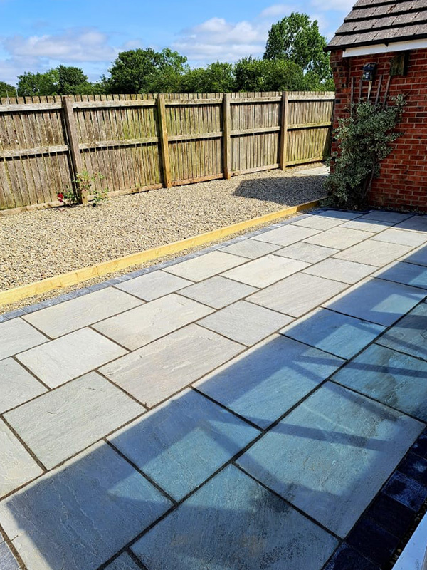 New patio and gravel path