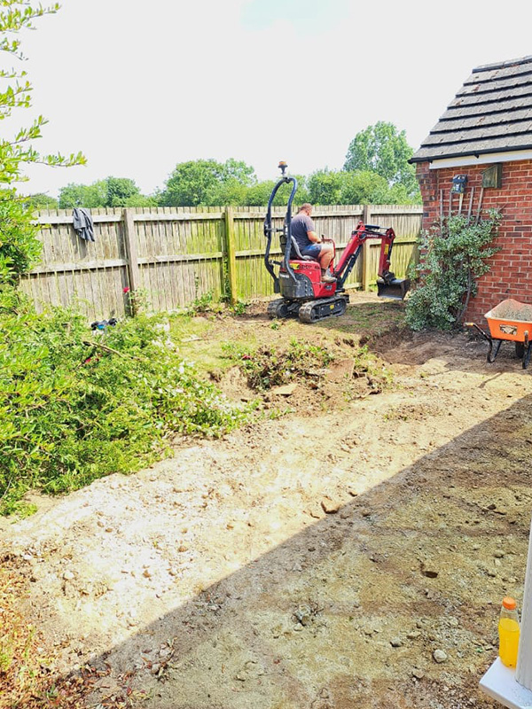 Clearing land for patio