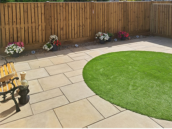 New patio with circular lawn